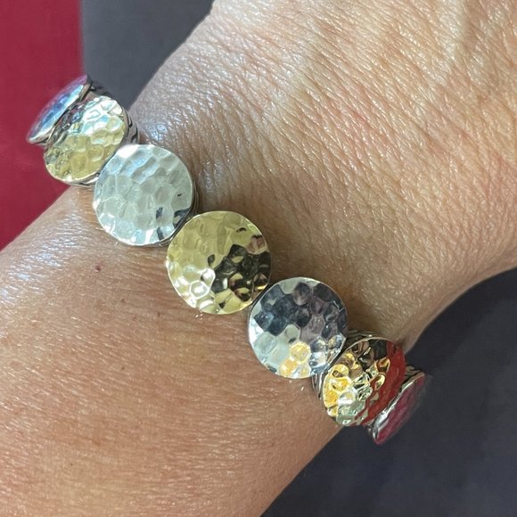 John Hardy Palu 18K Yellow Gold & Sterling Silver Dot Cuff Bracelet